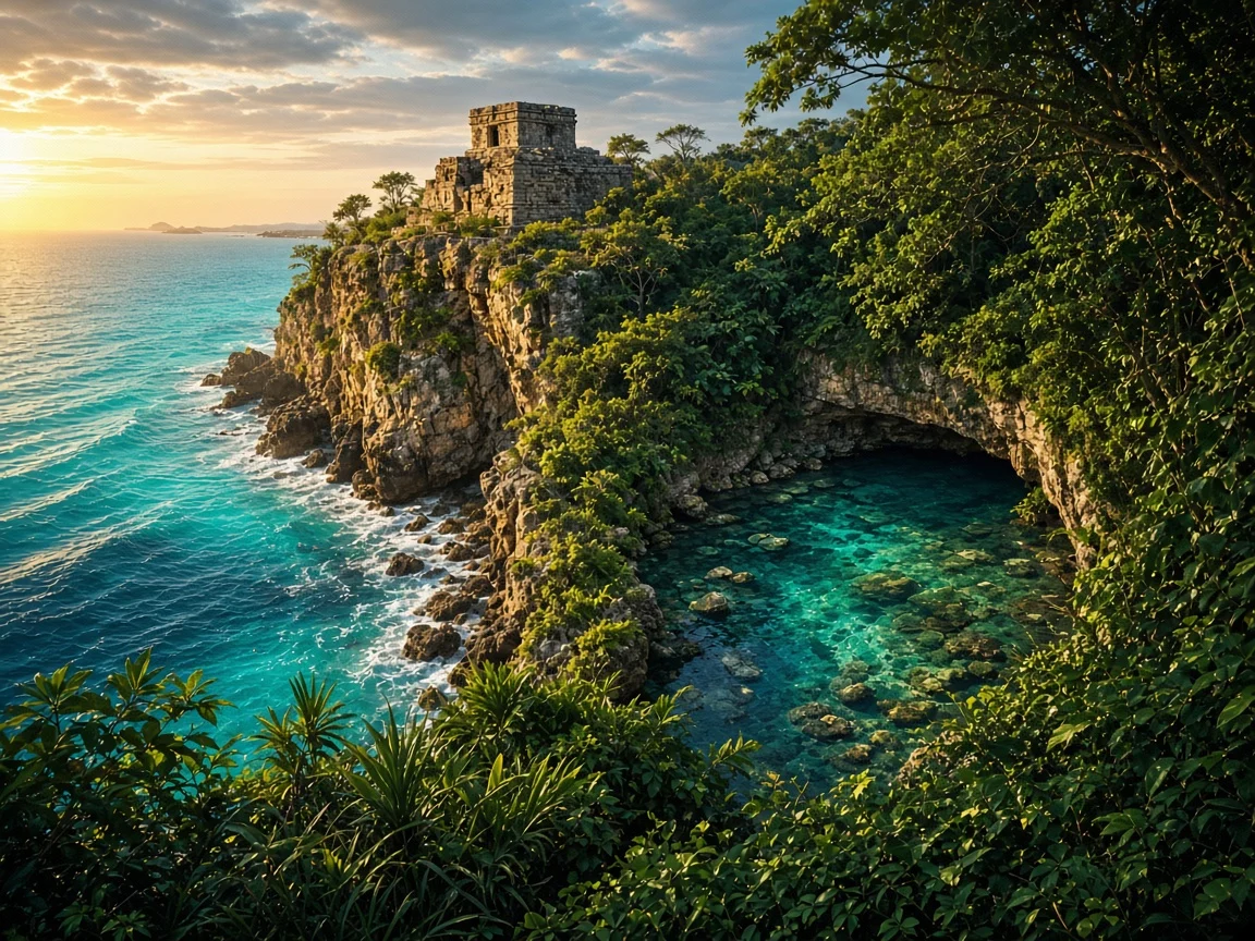 Ruinas de Tulum, cenote y caleta